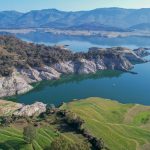 Spectacular aerial view of Una Lake and surrounding hills, Himachal Pradesh, India.